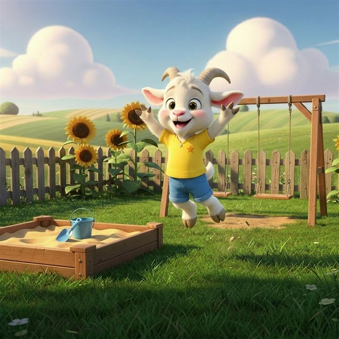 Pip doing a joyful happy dance outside